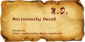 Malinovszky Dezső névjegykártya