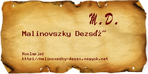 Malinovszky Dezső névjegykártya