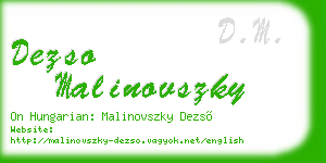 dezso malinovszky business card