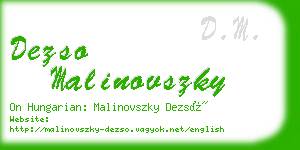 dezso malinovszky business card